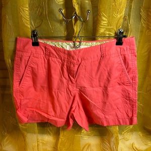 J Crew, Coral classic twill Chino Shorts…lightly used…size 6